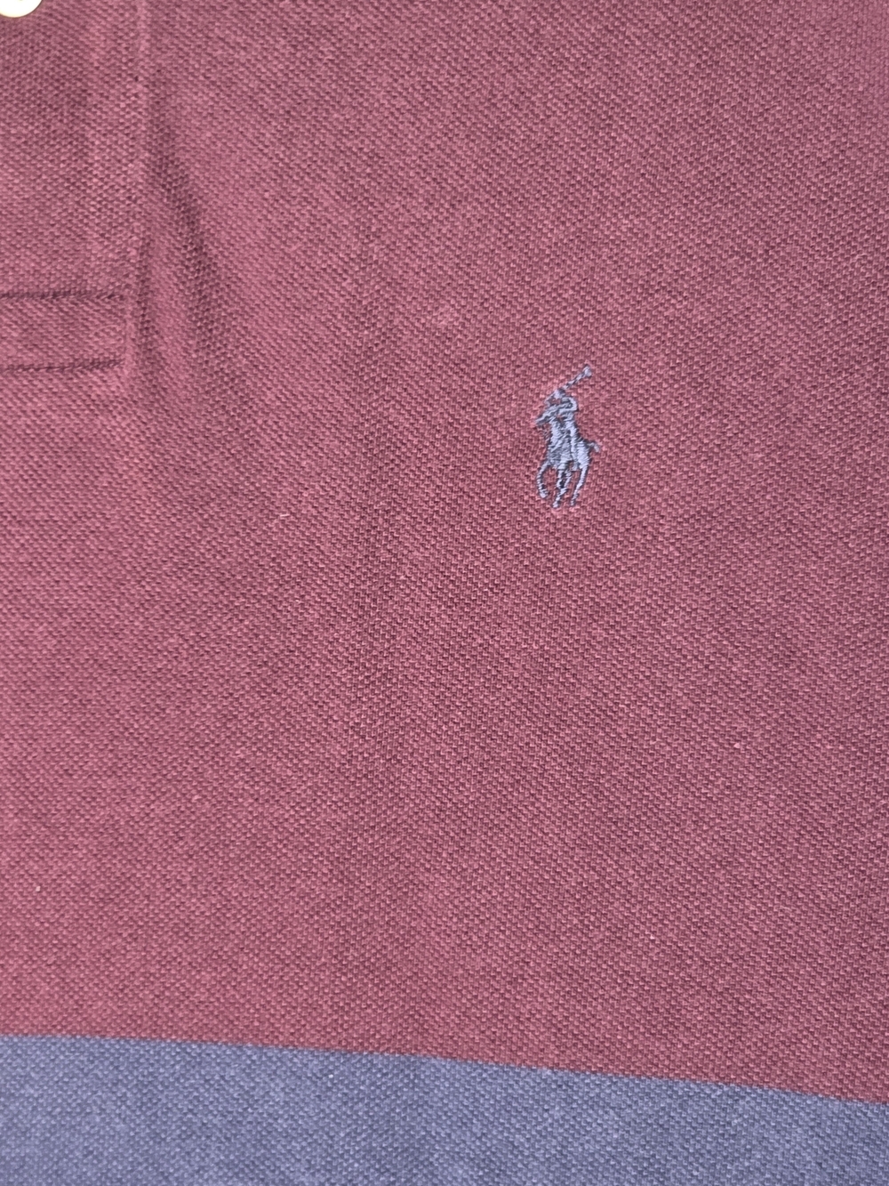 Polo by Ralph Lauren Burgundy Navy Yellow Striped Long Sleeve Polo - Picture 3 of 6